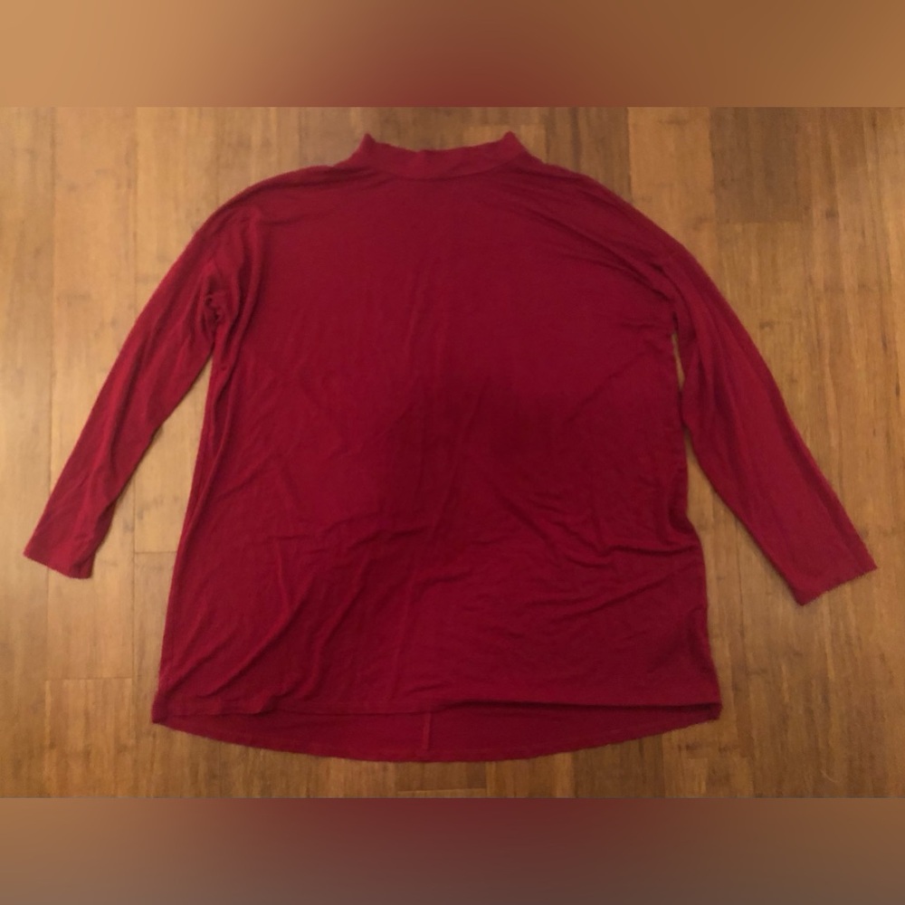 Eileen Fisher Top Maroon Red Size M Petite 3/4 Sleeve